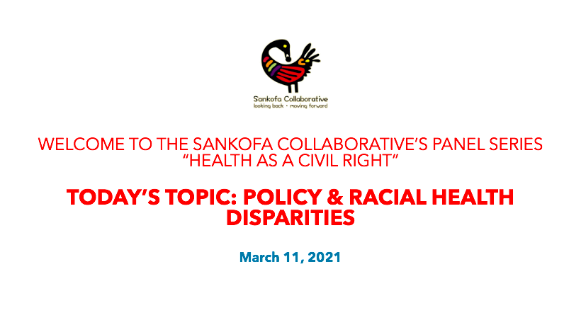 Cover page with link to video: Policy & Racial Health Disparities